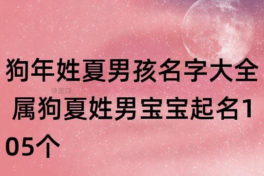 狗年姓夏男孩名字大全属狗夏姓男宝宝起名105个