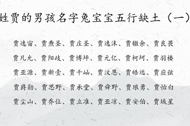 姓贾的男孩名字兔宝宝五行缺土 贾带土的名字男孩名字_有才起名网